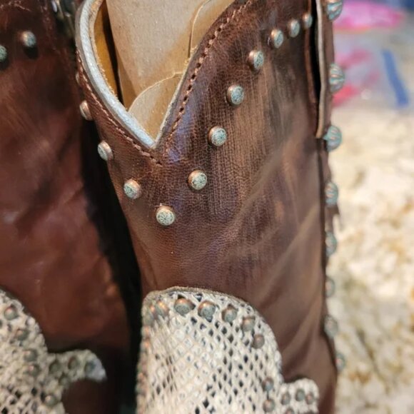 OLD GRINGO Donna Vegas Women's Western Ankle Boots - Brown and Snake Print 8 - Picture 5 of 10